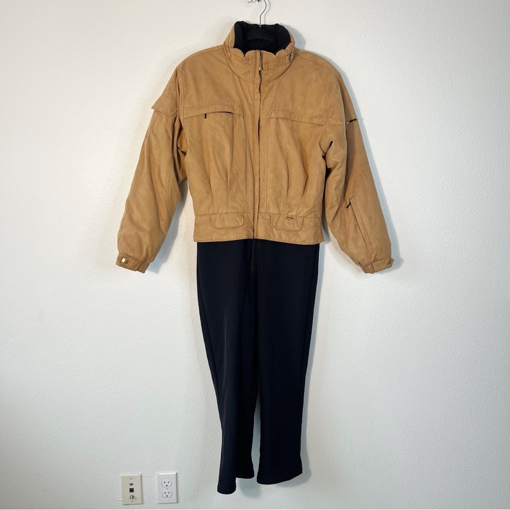 NILS Faux Suede Ski Suit One piece Snowsuit Snow Bib Jumpsuit Size 12P Winter